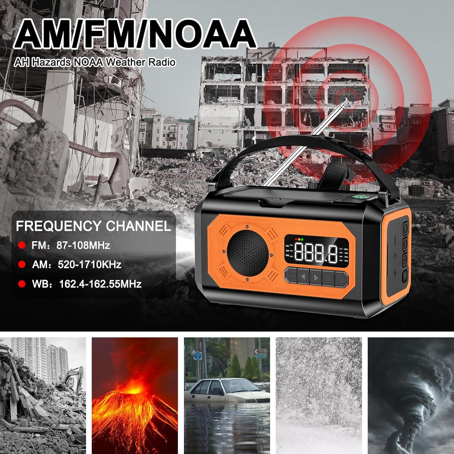 Radio de Emergencia 12000mAh Irjeen con Linterna y Alarma SOS