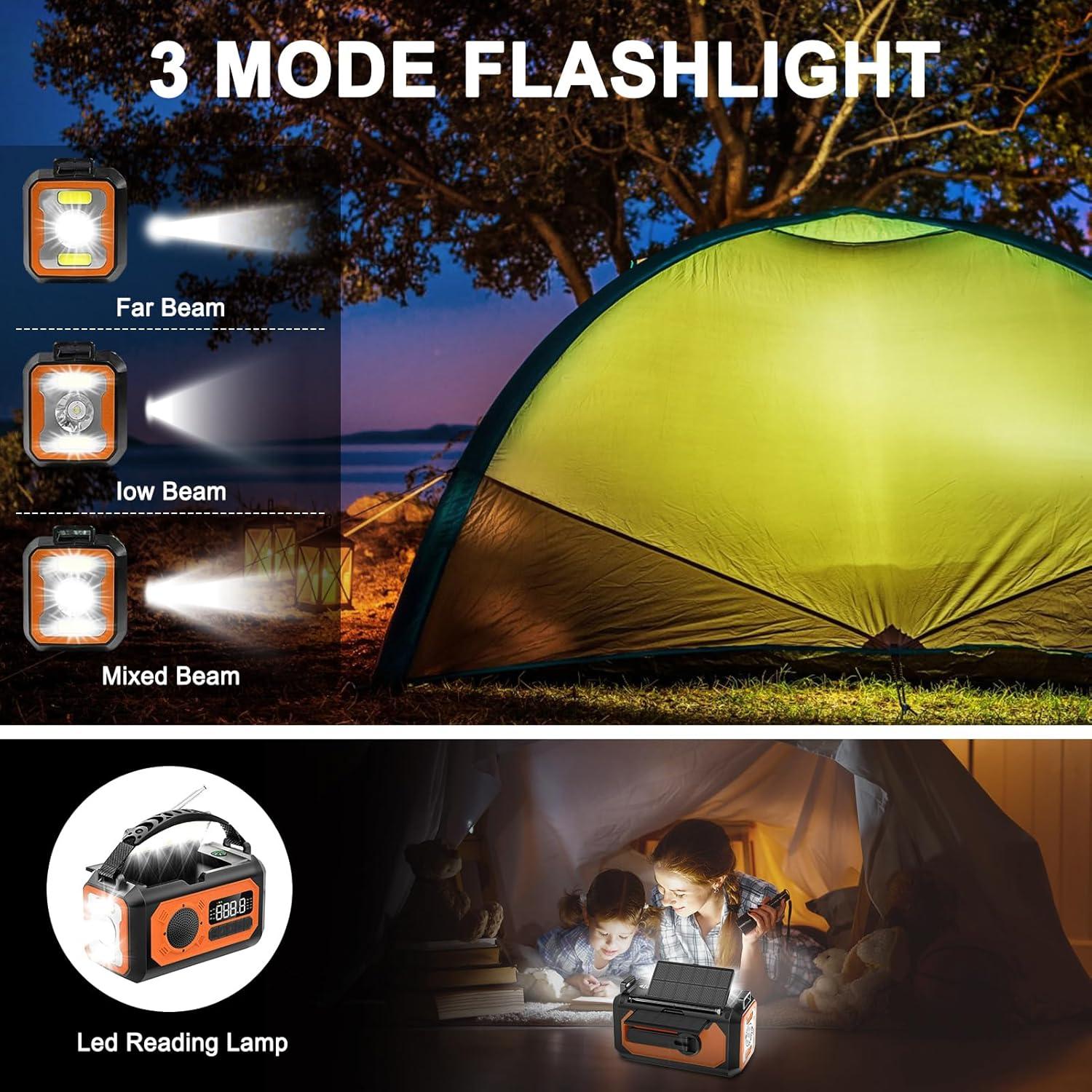 Radio de Emergencia 12000mAh Irjeen con Linterna y Alarma SOS