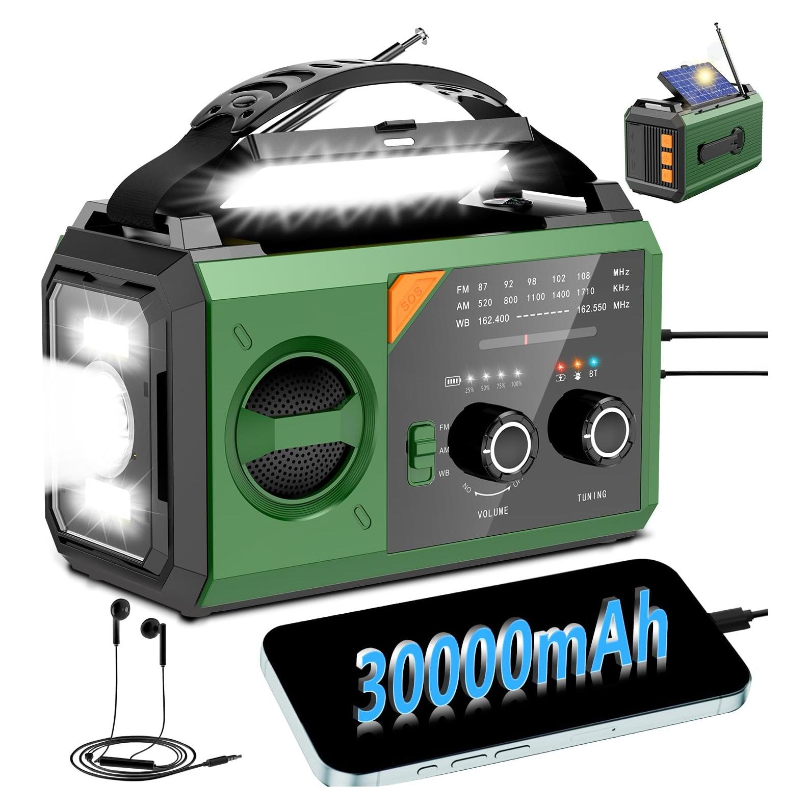 Radio Meteorológica de Emergencia RAOUOEN 30000mAh Solar AM/FM