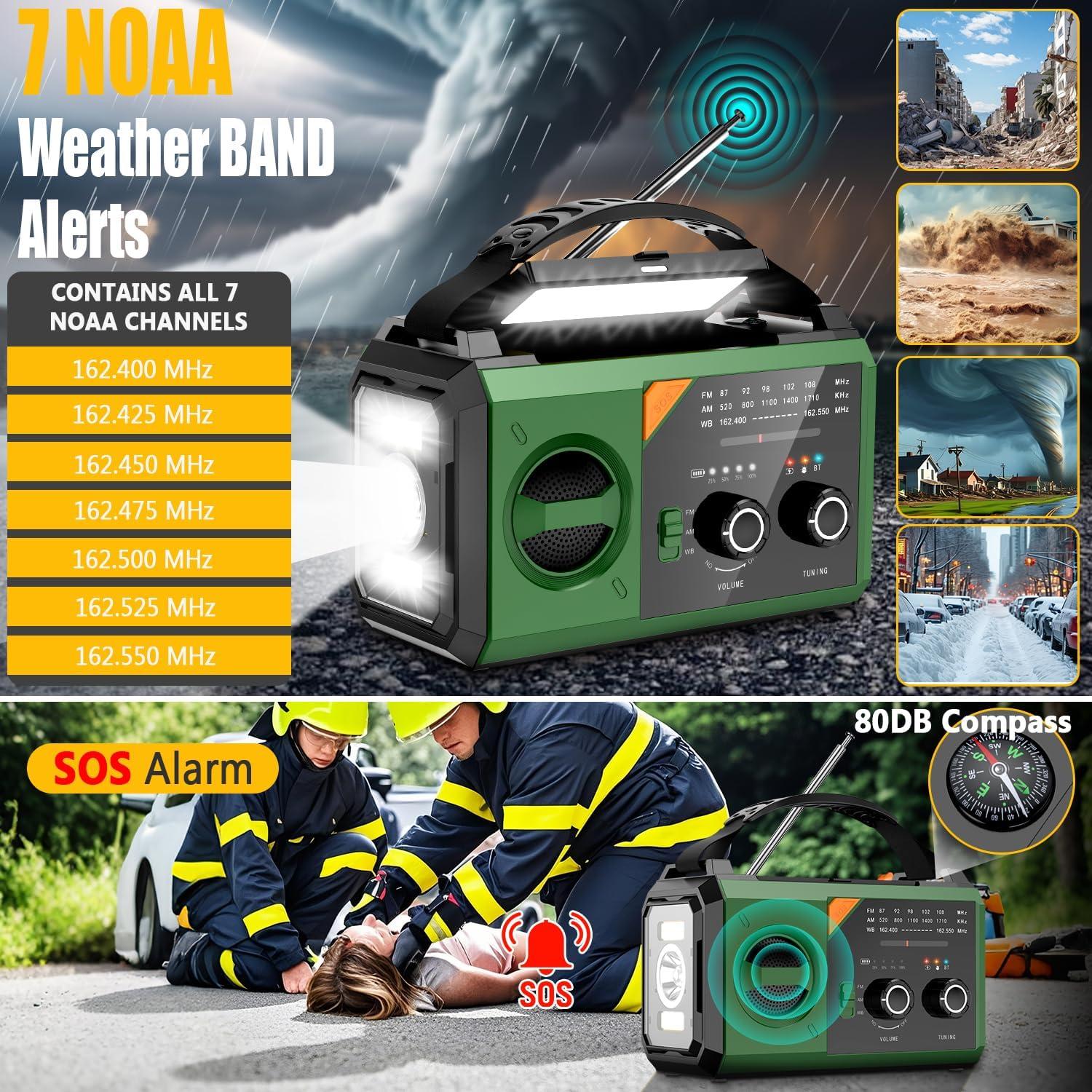 Radio Meteorológica de Emergencia RAOUOEN 30000mAh Solar AM/FM