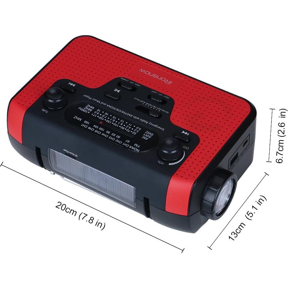 Radio de Emergencia Solar iRonsnow IS388 con Alerta NOAA 2300mAh