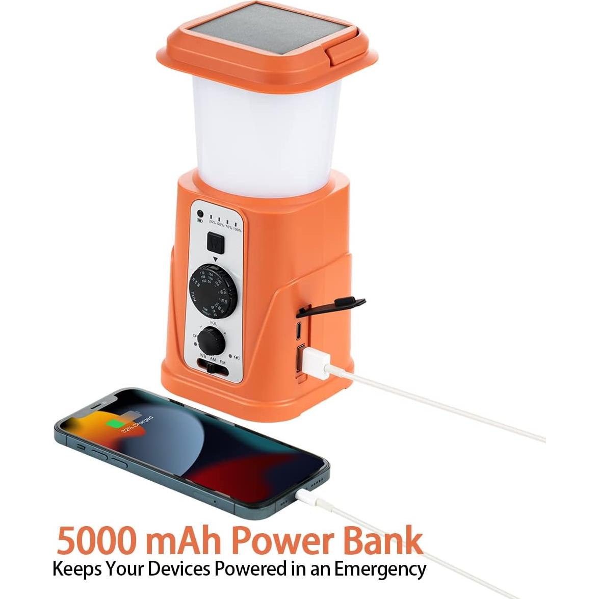 Radio de Emergencia GREATONE 5000mAh AM/FM NOAA Solar