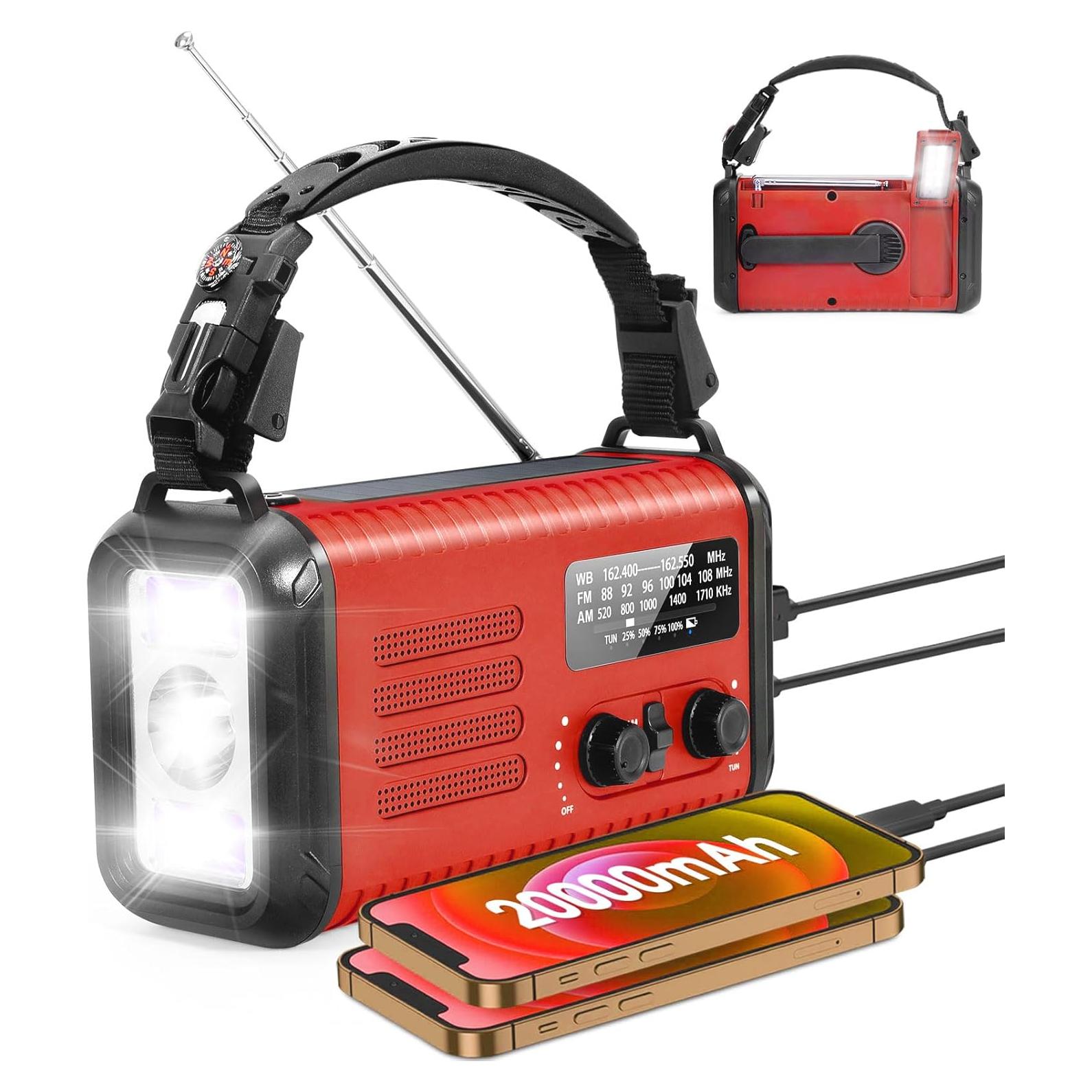 Radio Solar de Emergencia Leaton 20000mAh con Cargador USB