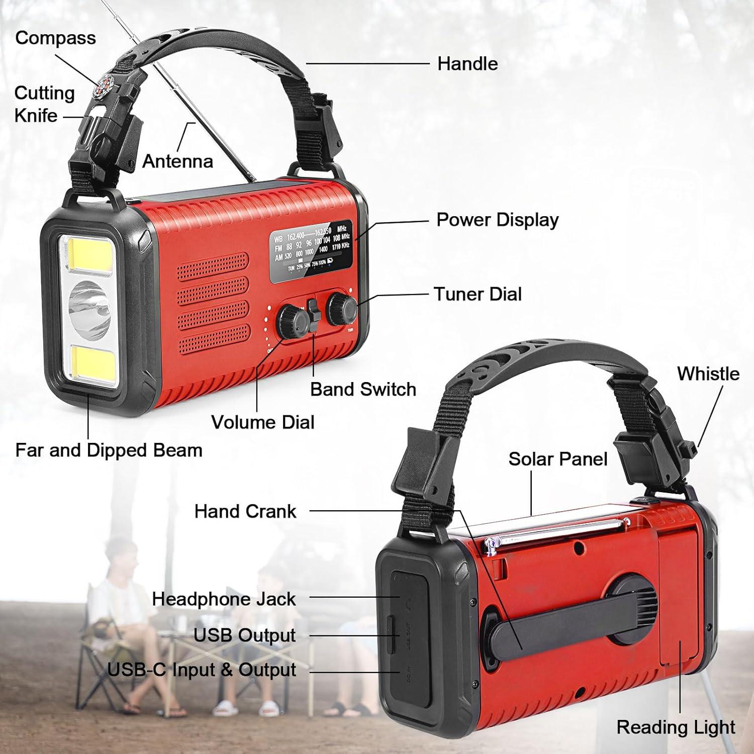 Radio Solar de Emergencia Leaton 20000mAh con Cargador USB