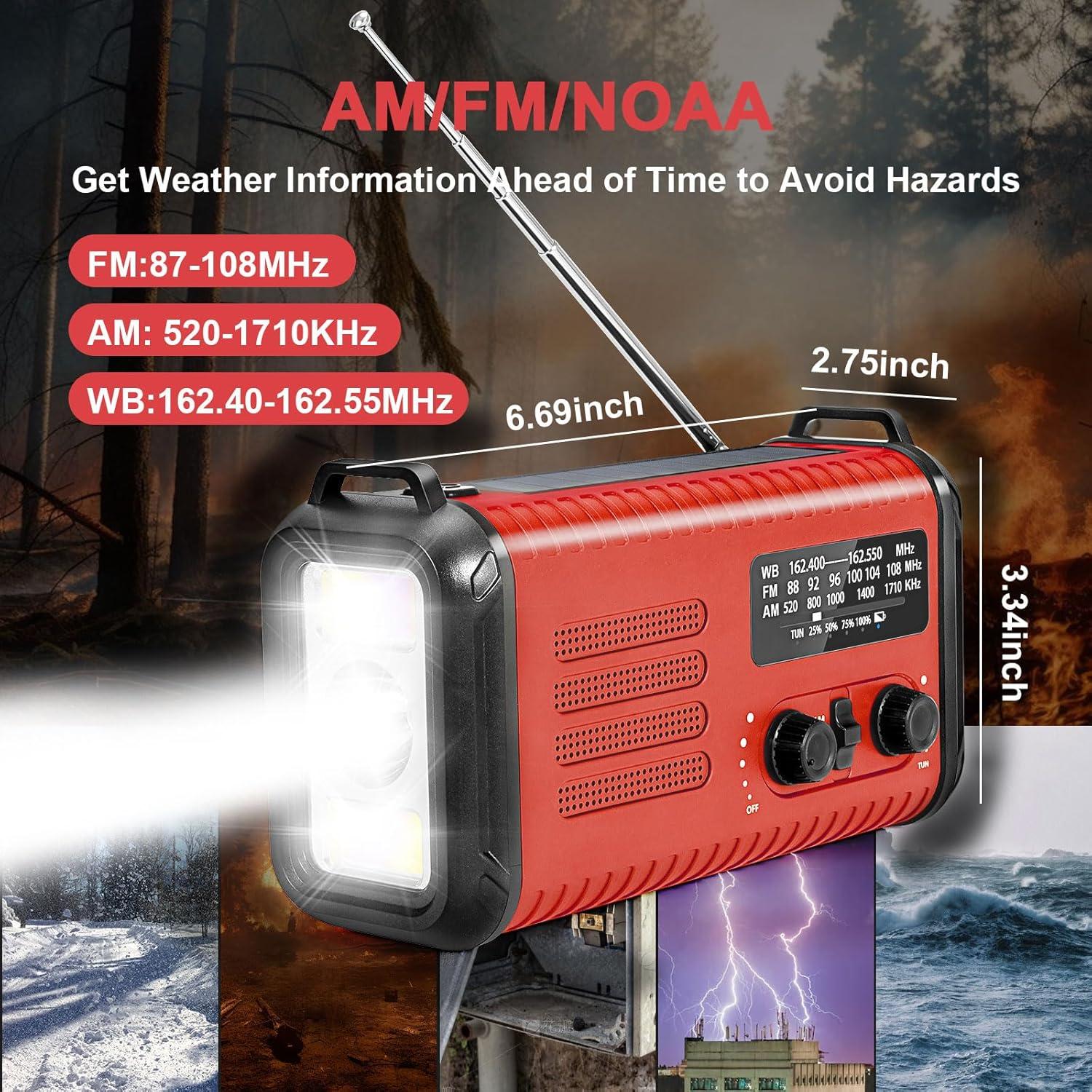 Radio Solar de Emergencia Leaton 20000mAh con Cargador USB