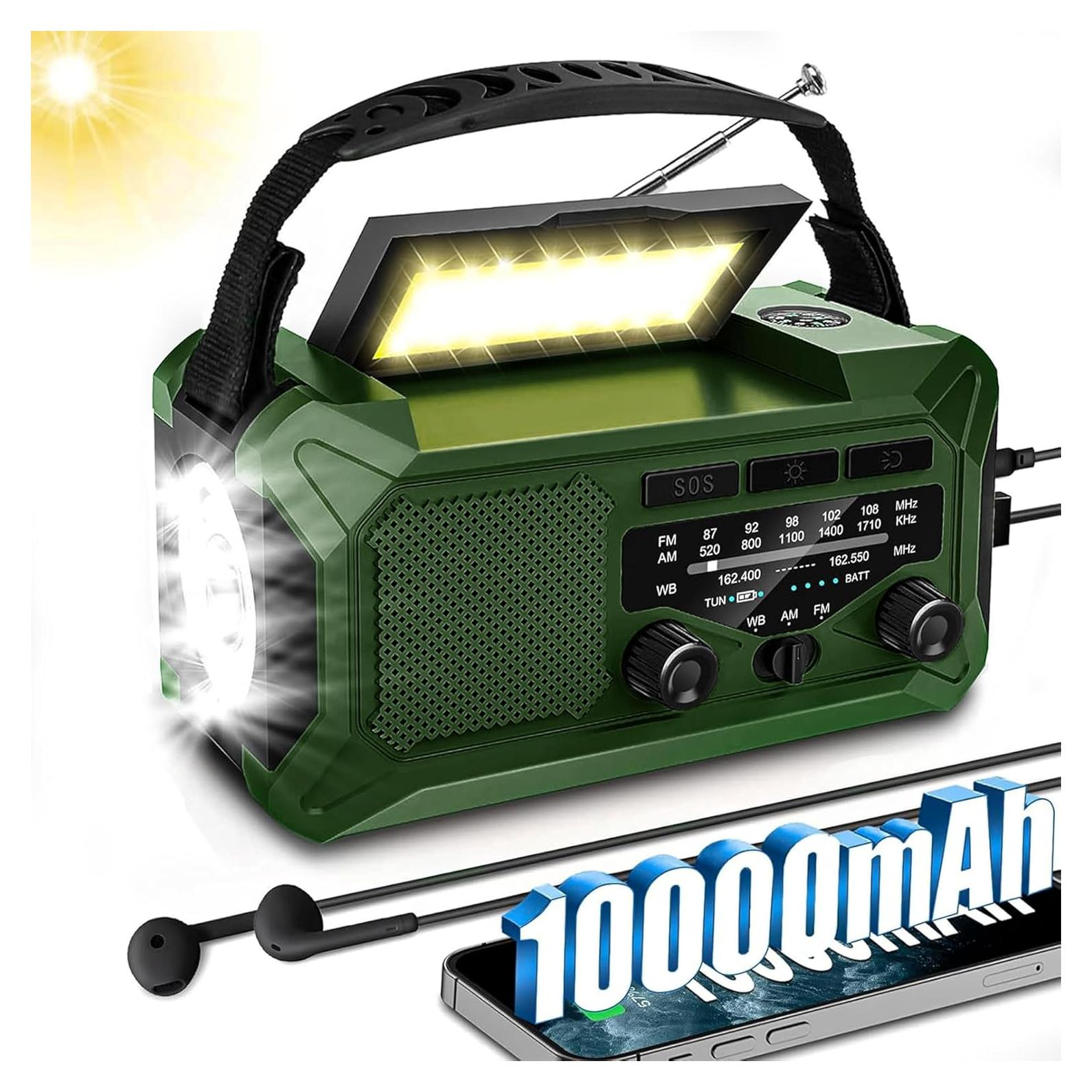 Radio de Emergencia NEPIVEL 10000mAh AM/FM NOAA Manivela