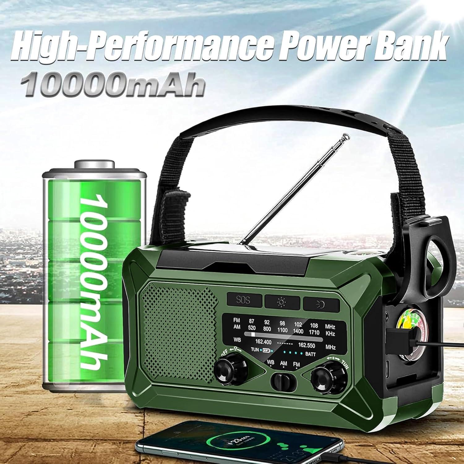 Radio de Emergencia NEPIVEL 10000mAh AM/FM NOAA Manivela