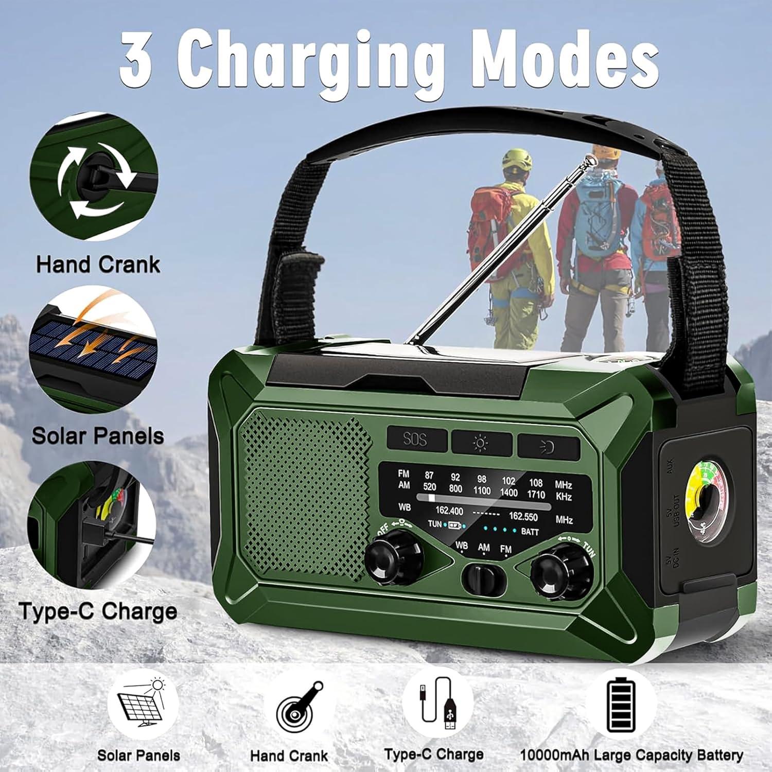 Radio de Emergencia NEPIVEL 10000mAh AM/FM NOAA Manivela