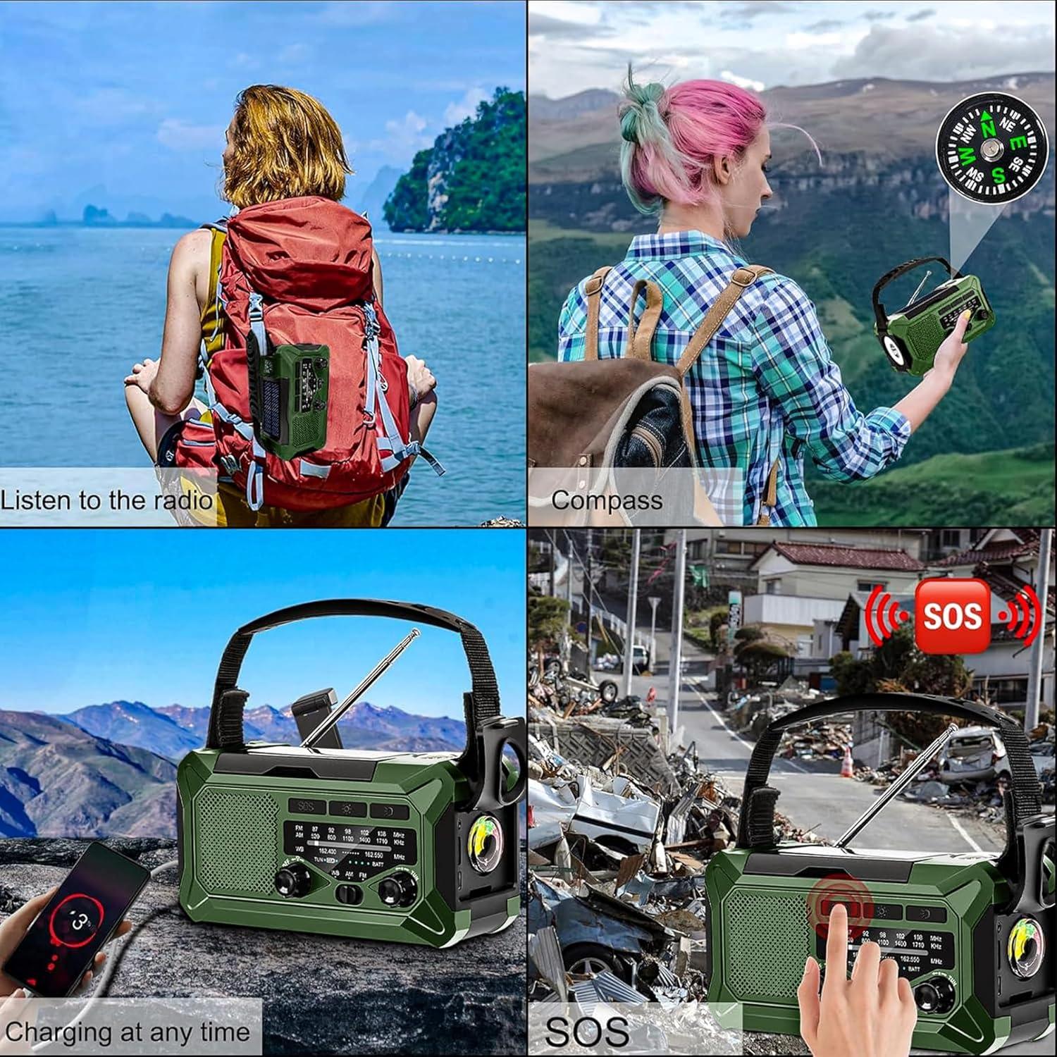 Radio de Emergencia NEPIVEL 10000mAh AM/FM NOAA Manivela