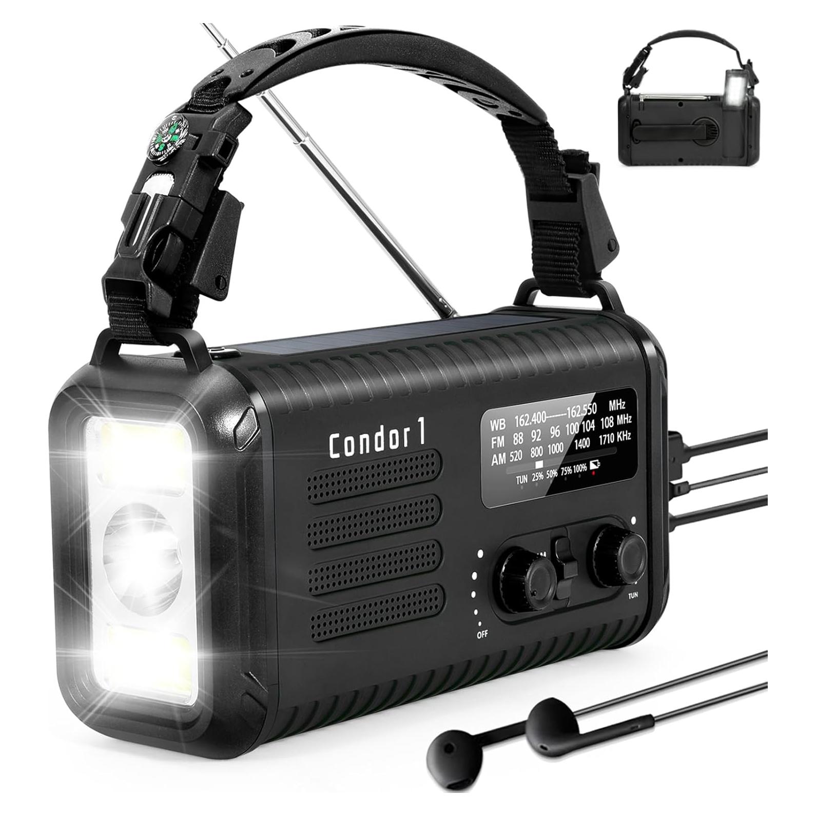 Radio Meteorológica de Emergencia Tiemahun Condor 1 USB-C Solar