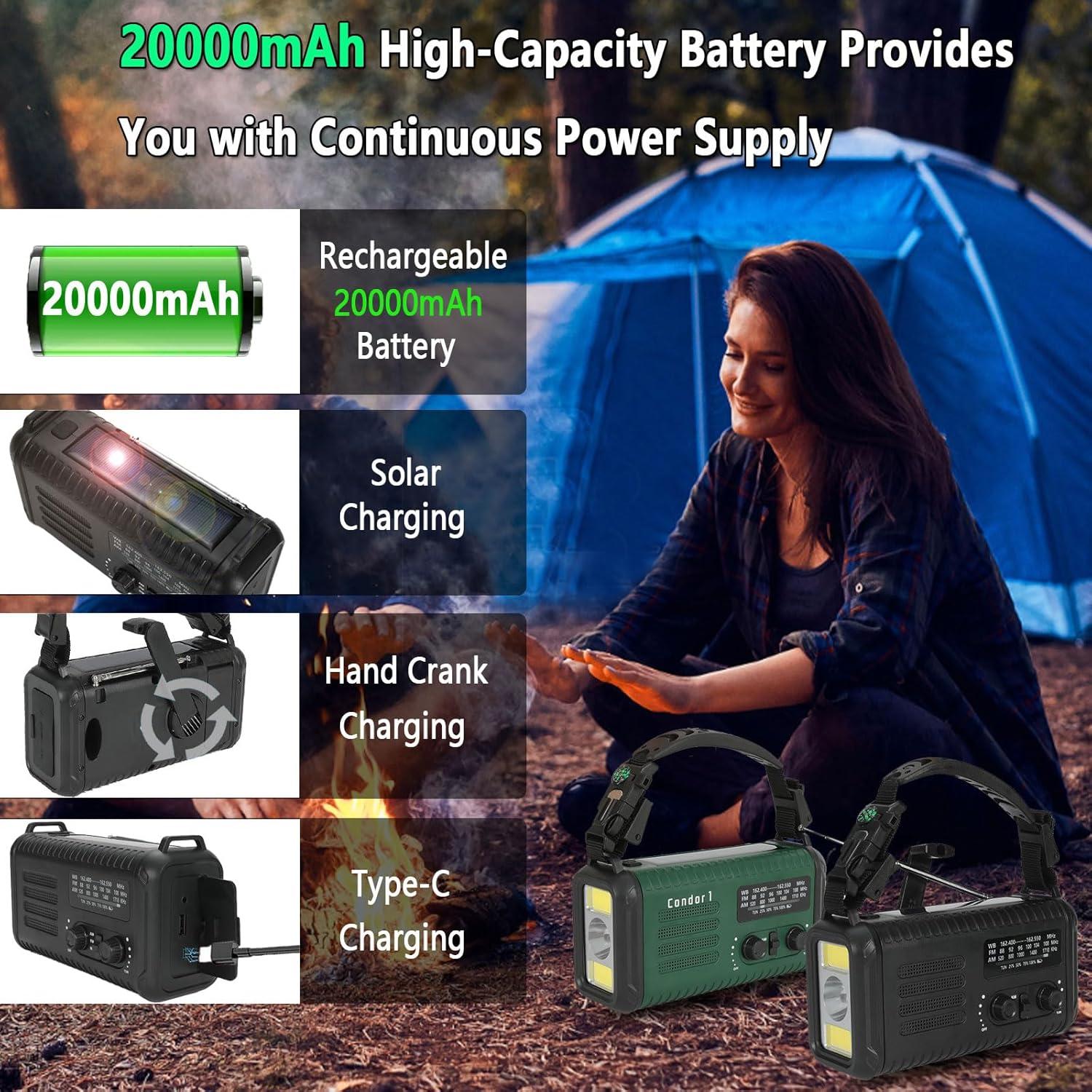 Radio Meteorológica de Emergencia Tiemahun Condor 1 USB-C Solar