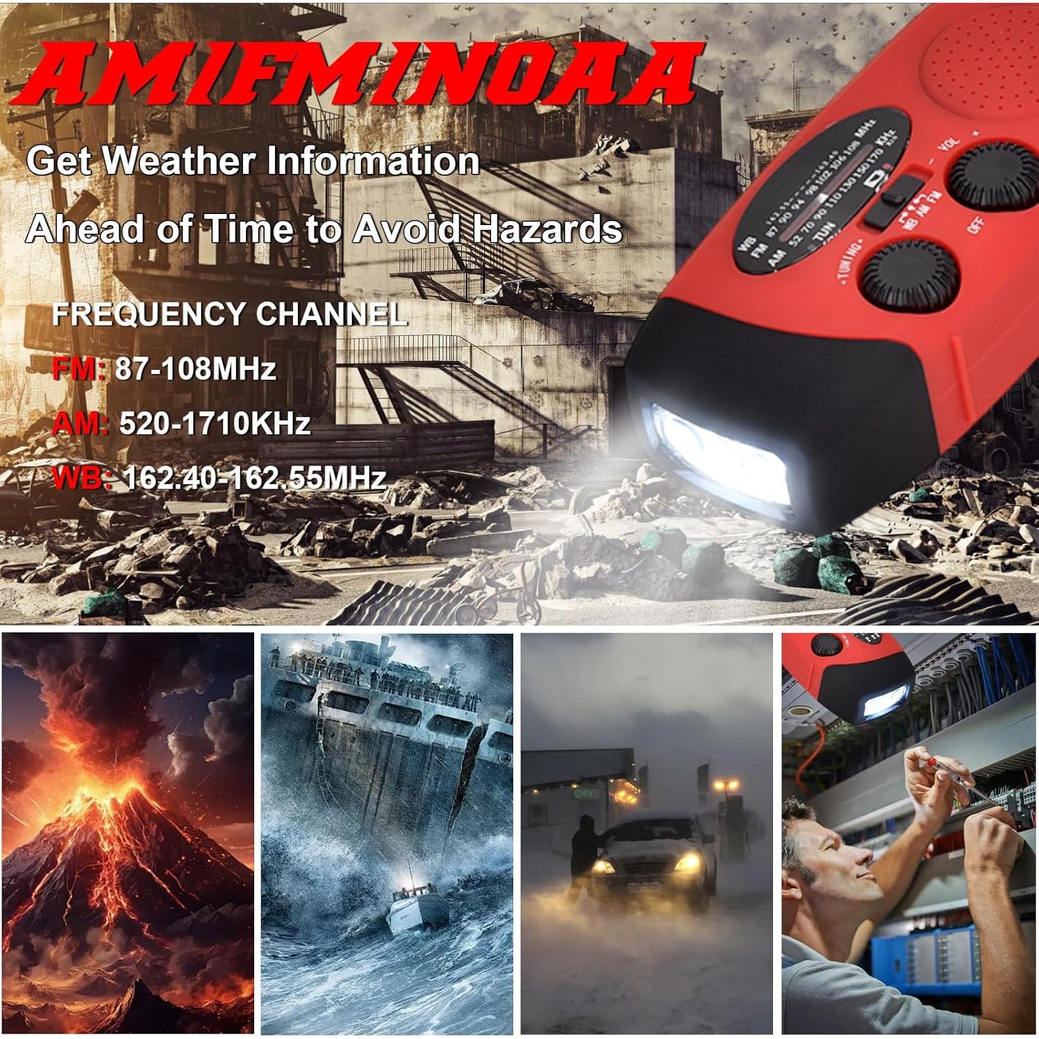 Radio de Manivela Semmorn AM/FM NOAA con Linterna LED 2600mAh