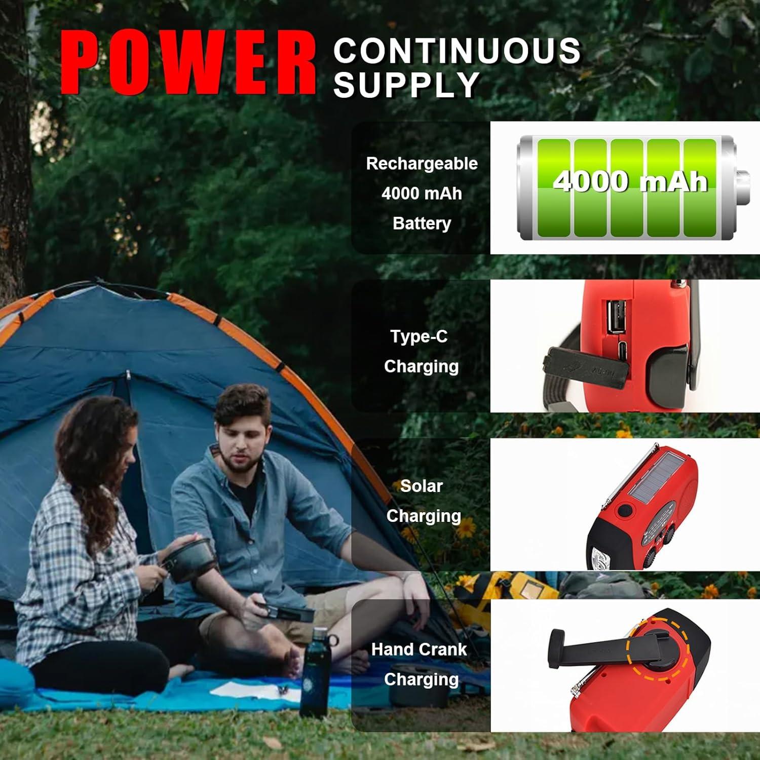 Radio de Manivela Semmorn AM/FM NOAA con Linterna LED 2600mAh