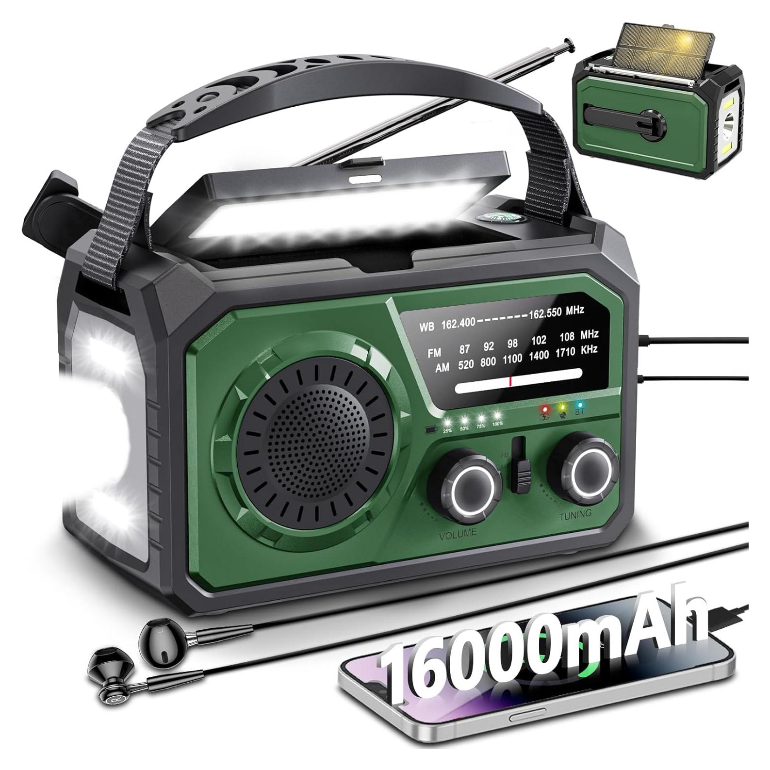 Radio de Emergencia GIDEZH H21 16000mAh Solar Manivela