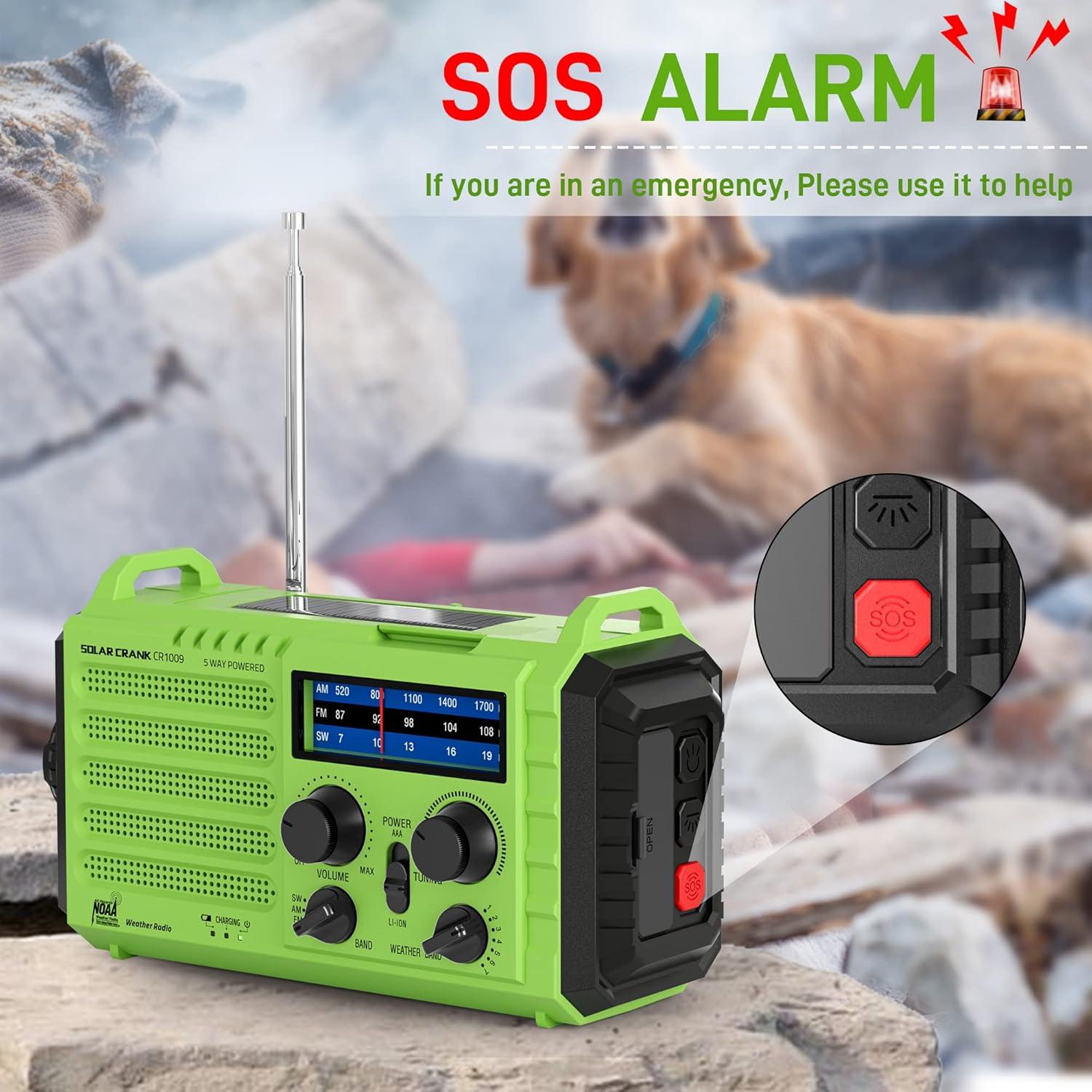 Radio Meteorológica de Emergencia OnLyee CR1009 Verde 5000mAh