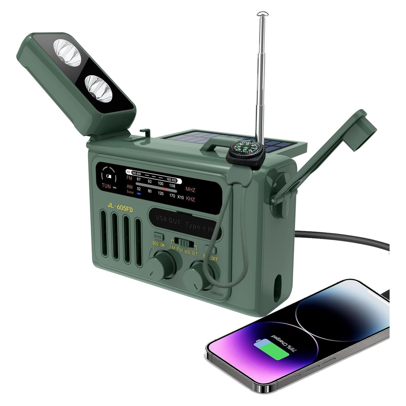 Radio Meteorológica Janryzone con Bluetooth y Linterna Verde