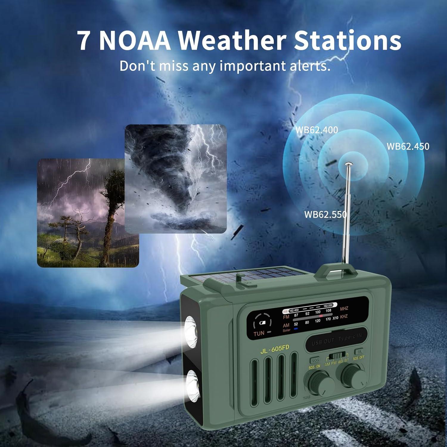 Radio Meteorológica Janryzone con Bluetooth y Linterna Verde