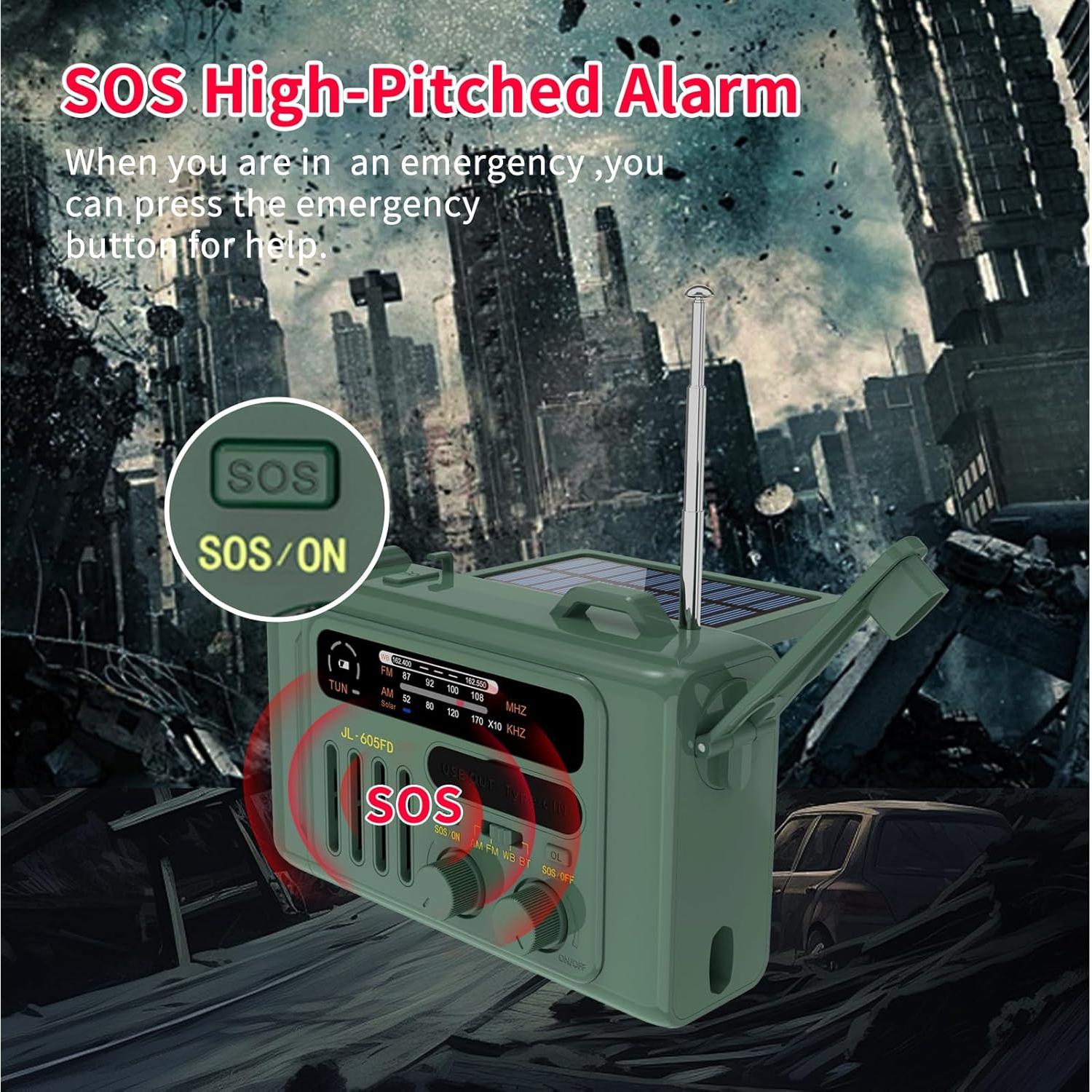 Radio Meteorológica Janryzone con Bluetooth y Linterna Verde