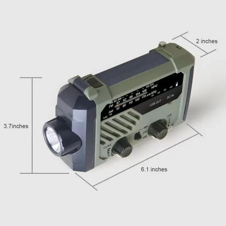 Multifunctional Hand Crank Weather Radio with LED Flashlights, SOS Alarm, Cell Phone Charger, AM/FM/NOAA Radio Frequencies, Ideal for Emergencies (green)