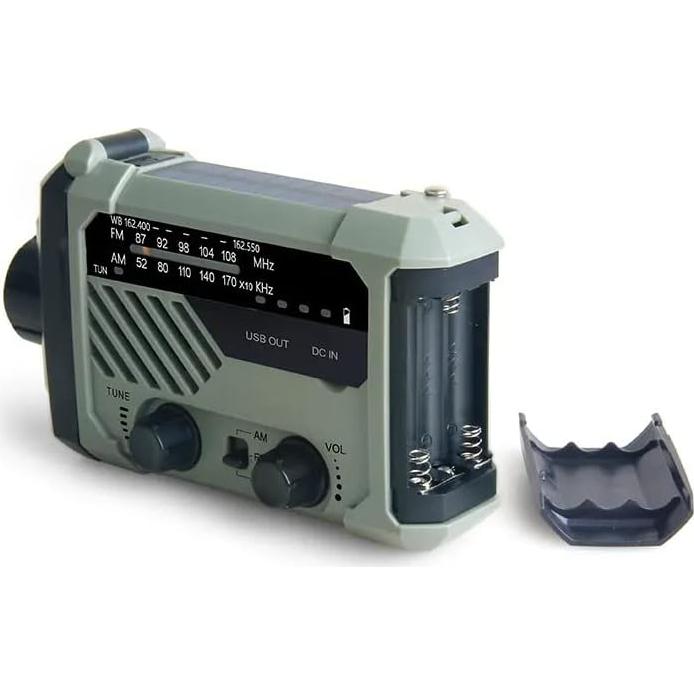 Multifunctional Hand Crank Weather Radio with LED Flashlights, SOS Alarm, Cell Phone Charger, AM/FM/NOAA Radio Frequencies, Ideal for Emergencies (green)