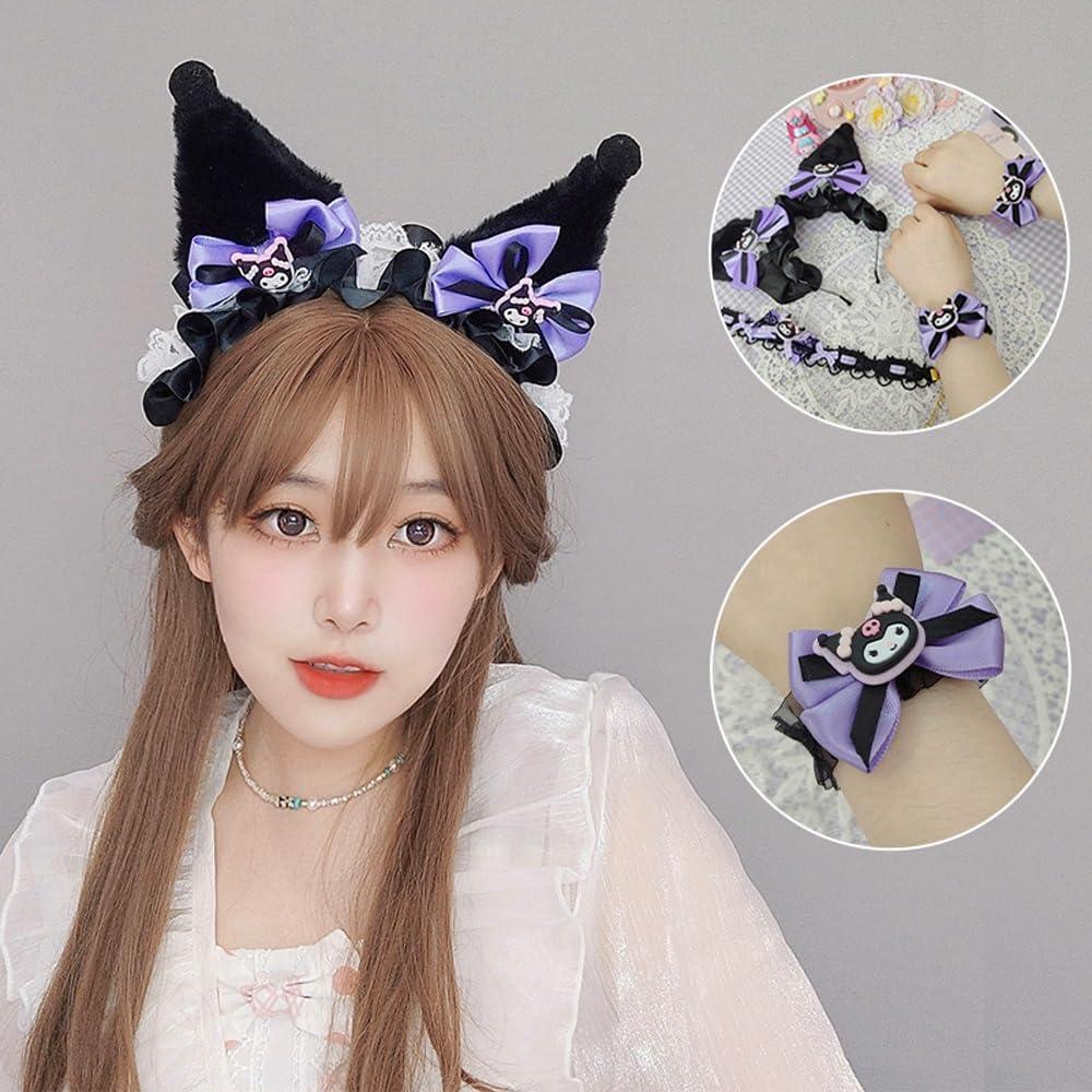 Diadema Orejas de Gato Kuromimi Set 4 Piezas Accesorios