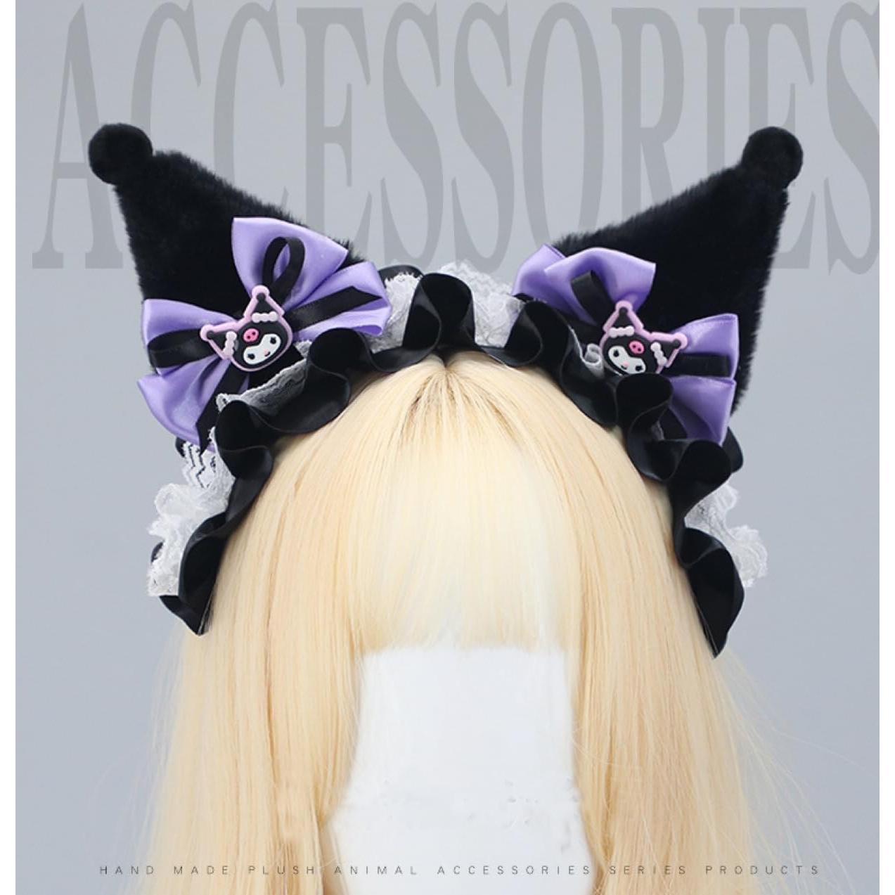 Diadema Orejas de Gato Kuromimi Set 4 Piezas Accesorios