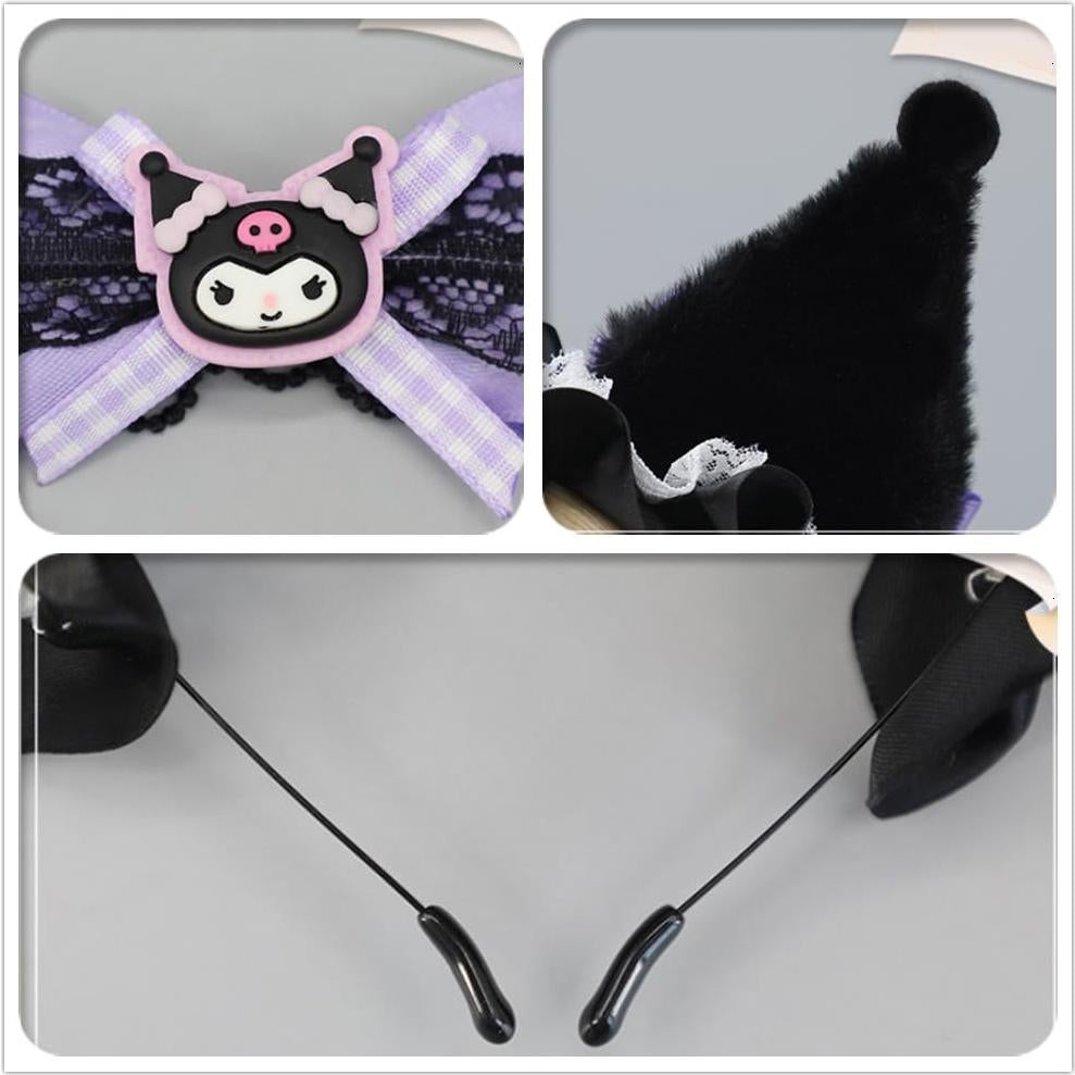 Diadema Orejas de Gato Kuromimi Set 4 Piezas Accesorios