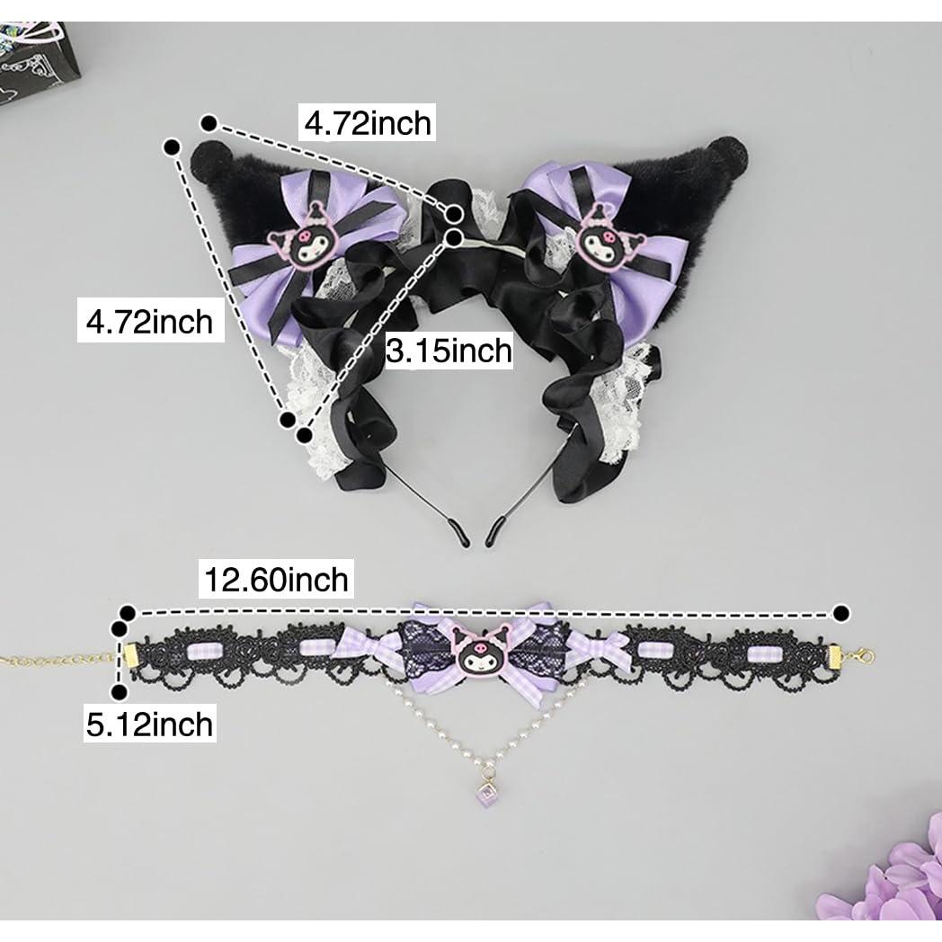 Diadema Orejas de Gato Kuromimi Set 4 Piezas Accesorios