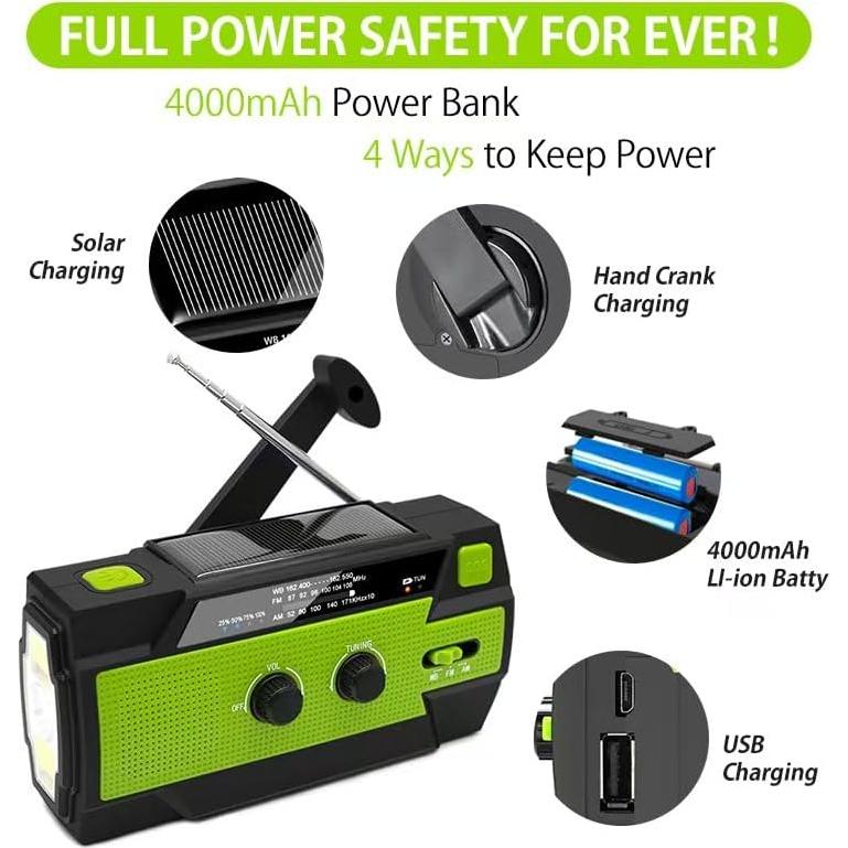 Radio Meteorológica Portátil MangePagar con Linternas LED y Alarma SOS