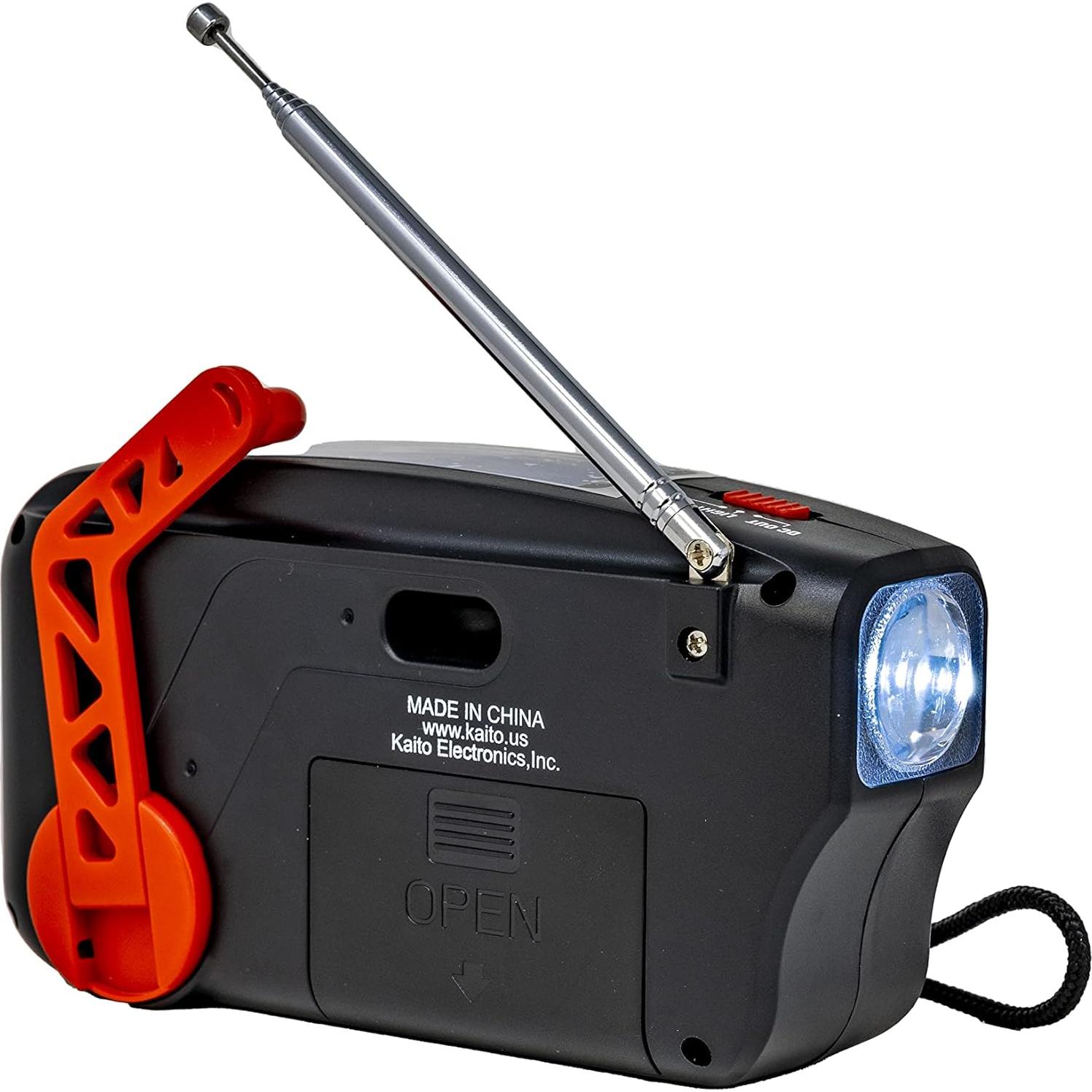 Kaito Emergency Radio KA388 - AM/FM NOAA Weather Alert 5-Way Powered Solar Crank Radio Receiver with LED Flashlight and USB Mobile Phone Charger (Red)