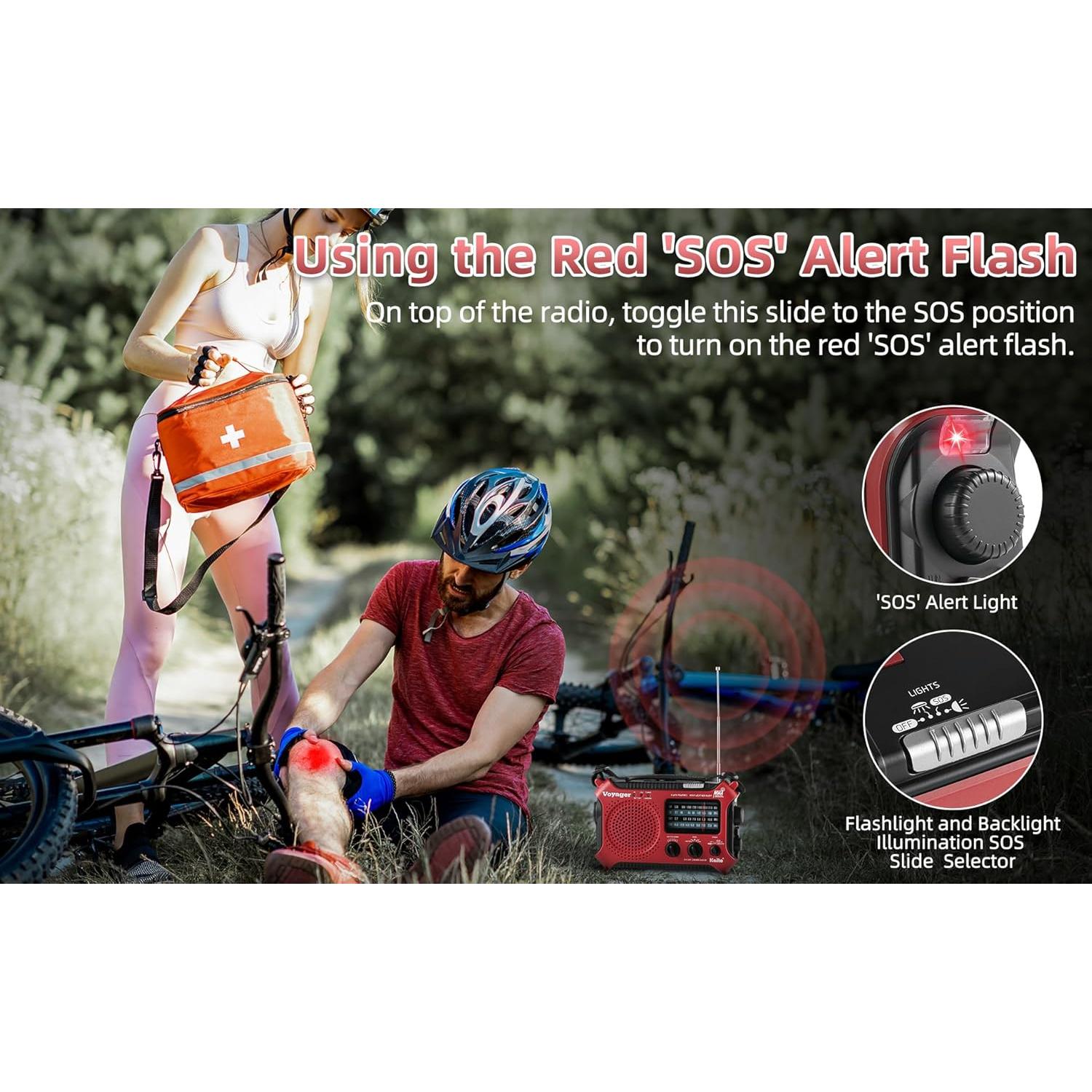 Kaito KA500RED 5-Way Powered Emergency AM/FM/SW Weather Alert Radio, Red