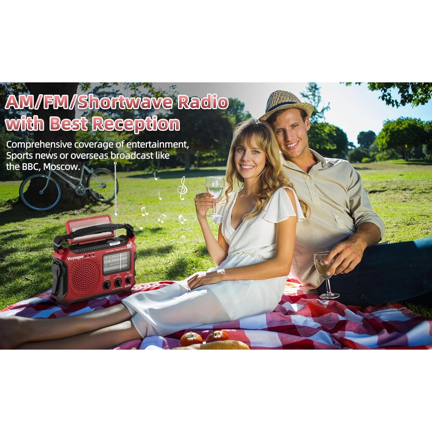 Kaito KA500RED 5-Way Powered Emergency AM/FM/SW Weather Alert Radio, Red