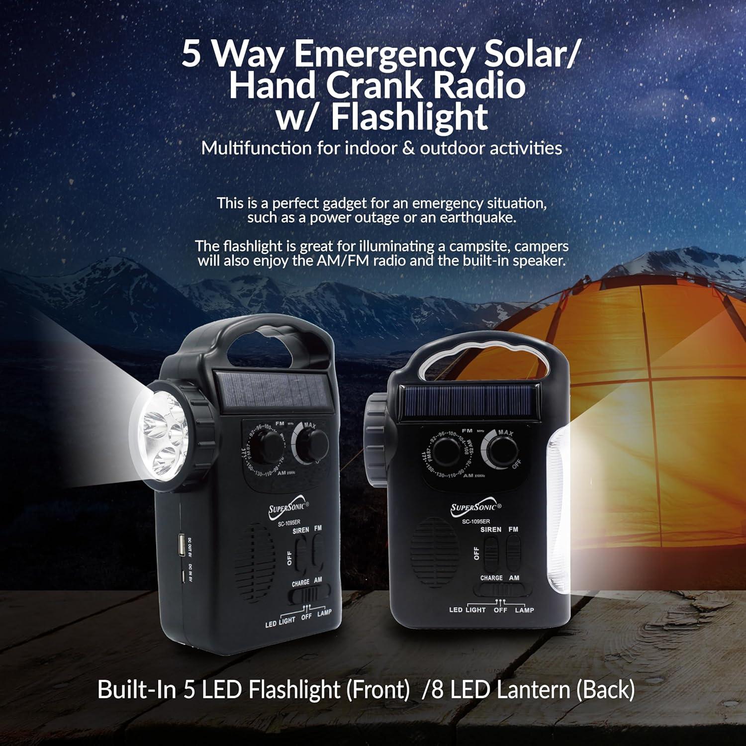 Radio de Emergencia Solar Supersonic SC-1095ER con Linterna