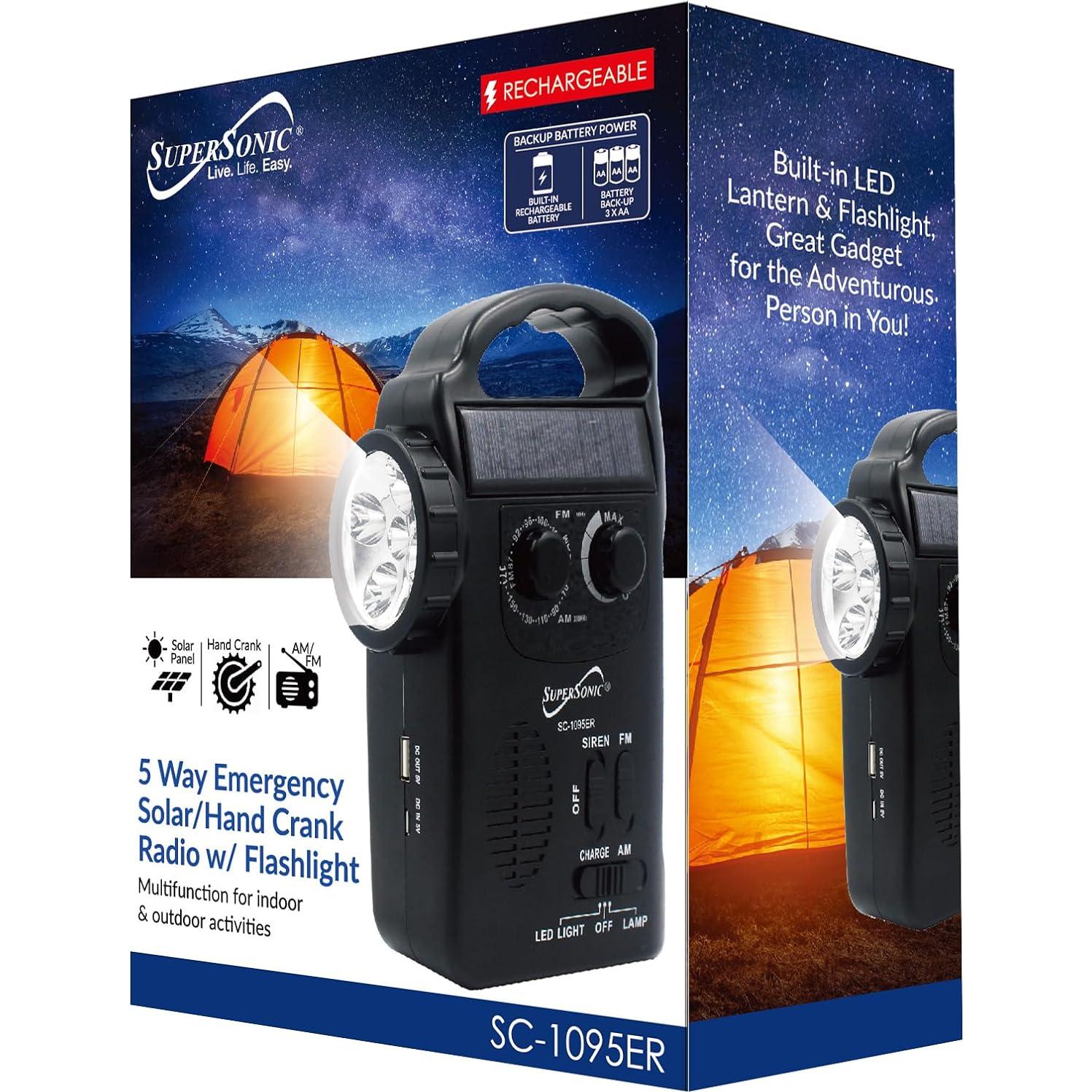 Radio de Emergencia Solar Supersonic SC-1095ER con Linterna