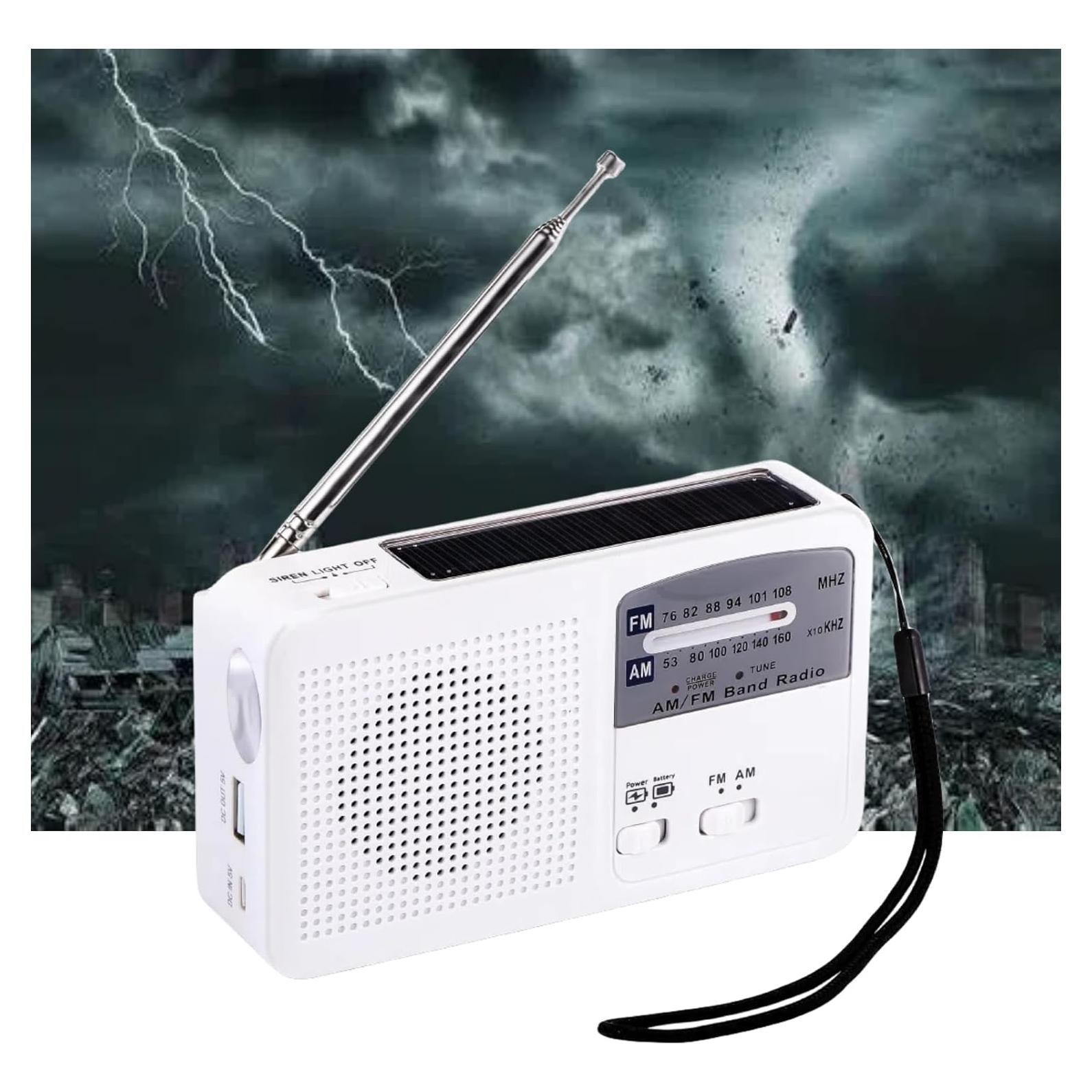 Hand Crank Emergency Radio, Portable AM FM Solar Radios with LED Flashlights for Emergencies