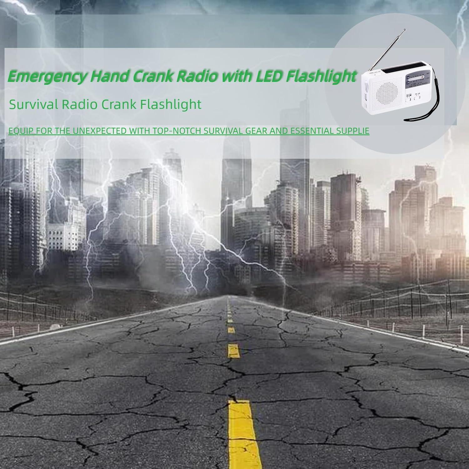 Hand Crank Emergency Radio, Portable AM FM Solar Radios with LED Flashlights for Emergencies