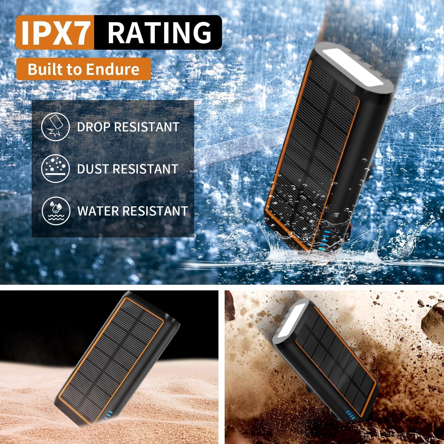 Cargador Solar Power Bank ReeZar 61200mAh con Manivela y 4 Cables