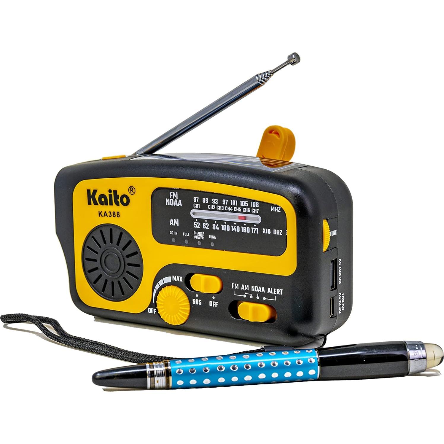 Radio de Emergencia Kaito KA388 - AM/FM NOAA con Linterna LED