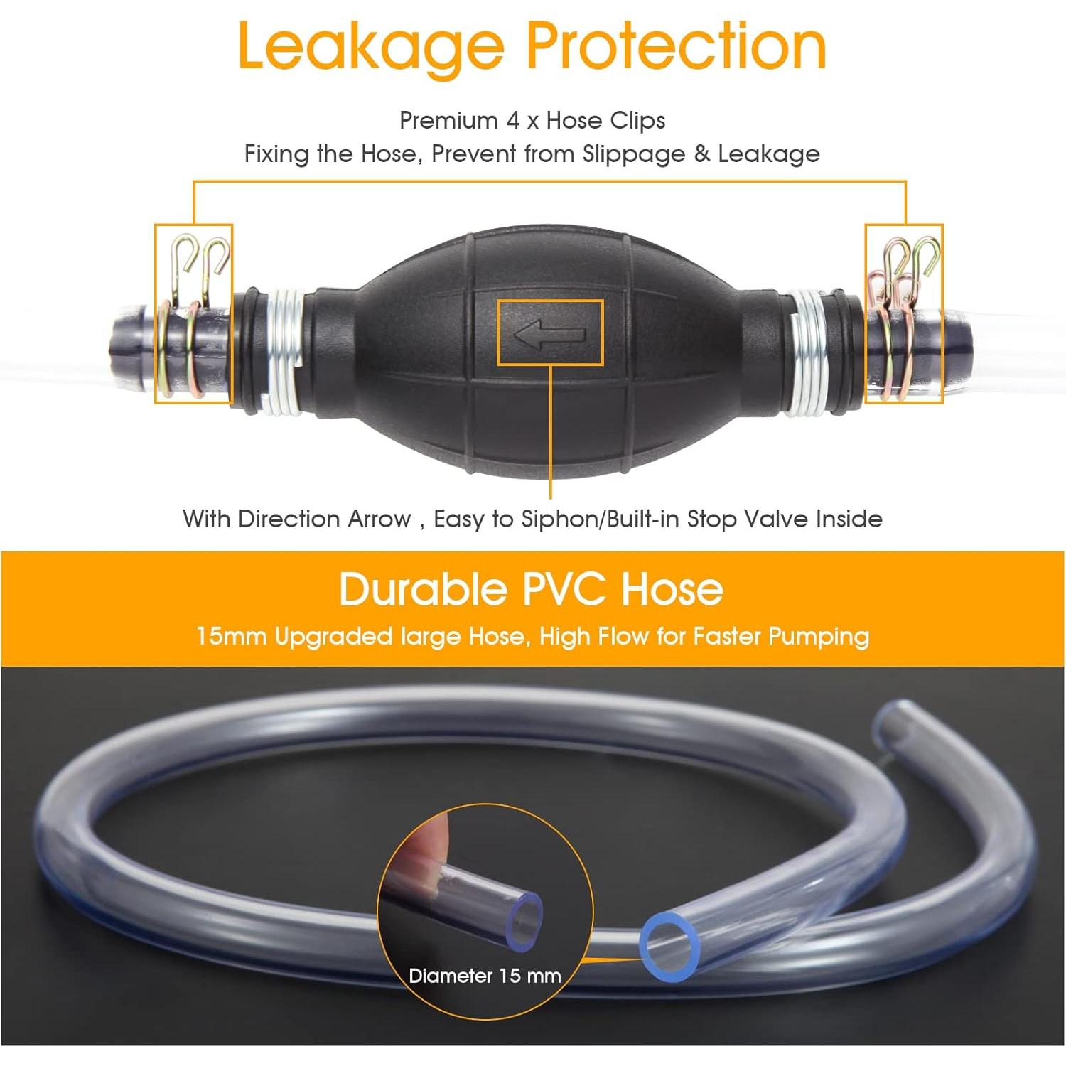 Bomba de Sifón Manual H-veenjor para Gasolina y Aceite 15mm