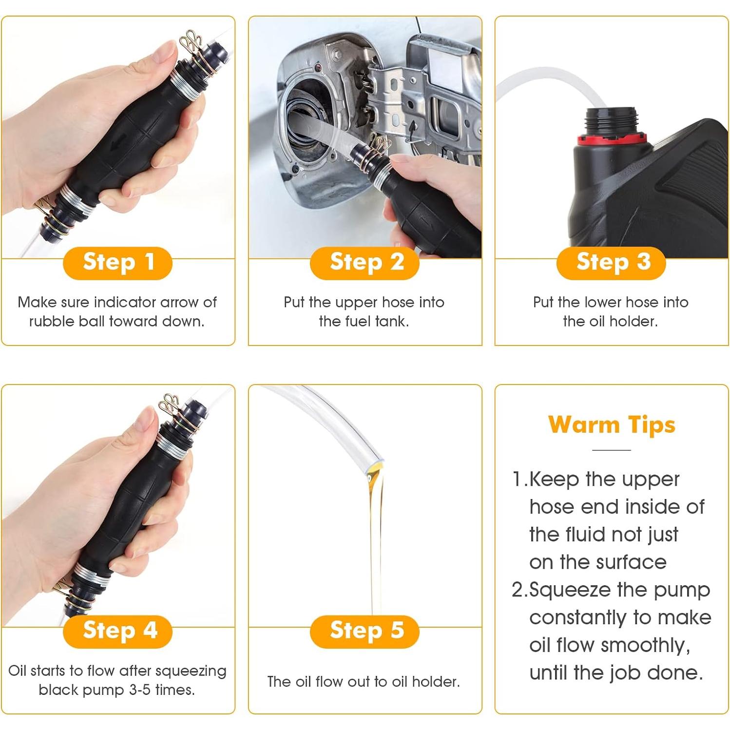 Bomba de Sifón Manual H-veenjor para Gasolina y Aceite 15mm