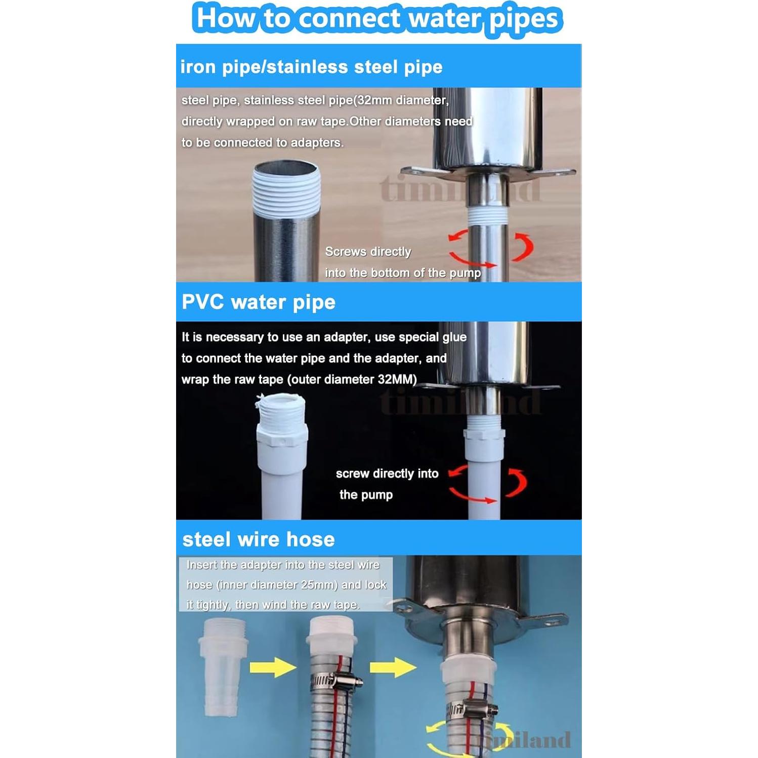 Bomba de agua manual Timiland de acero inoxidable 10m