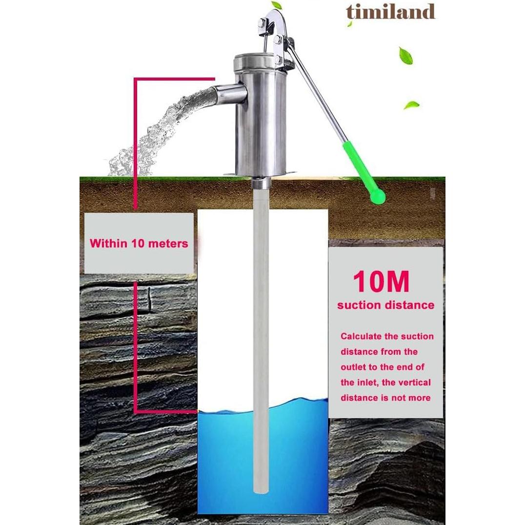 Bomba de agua manual Timiland de acero inoxidable 10m