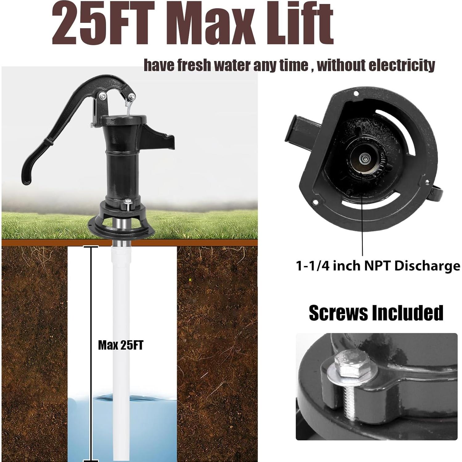 Bomba de Agua Manual iMeshbean de Hierro Fundido 762 cm