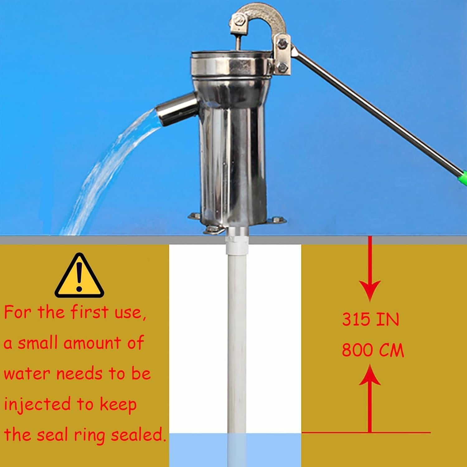 Bomba de pozo manual Locci de acero inoxidable 8m
