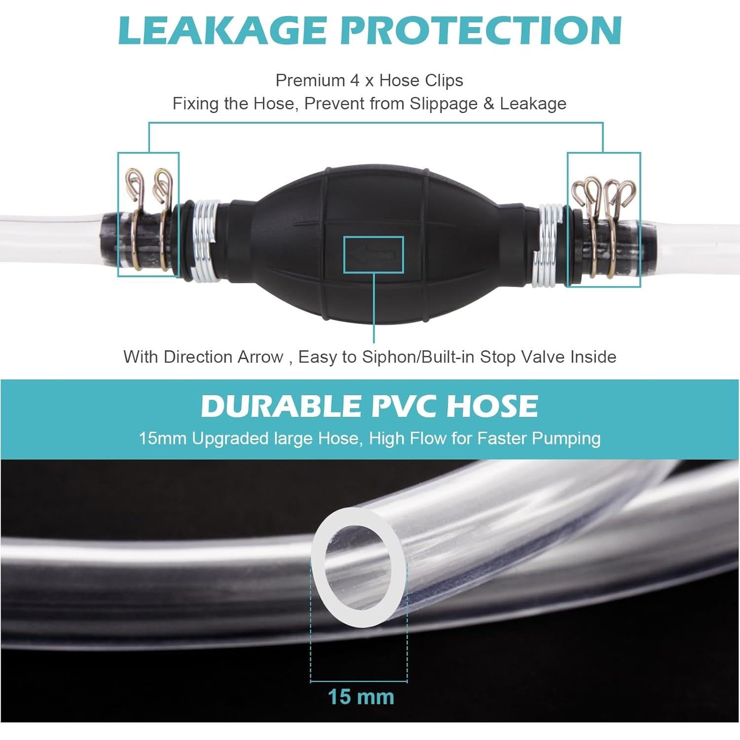 Bomba de Sifón Manual Yetofro HH016 para Gasolina y Agua