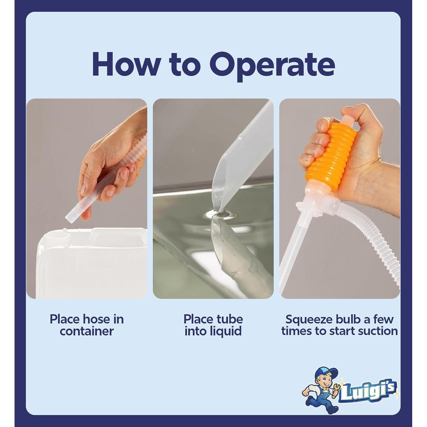 Bomba de Sifón Manual Luigi's para Agua y Combustible 10 L/min