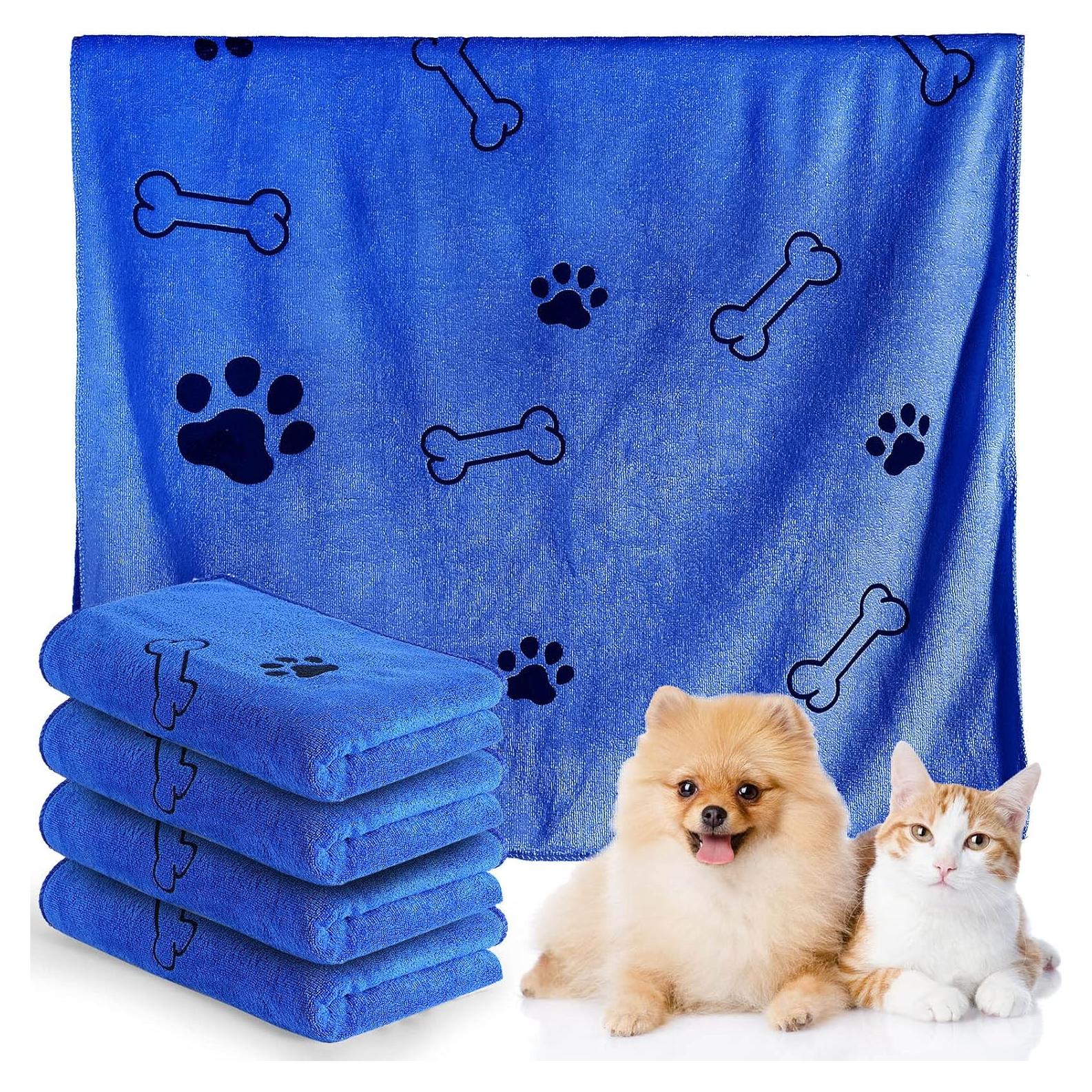 Toallas para Perros Chumia 4 Pcs Microfibra 61x102cm Azul