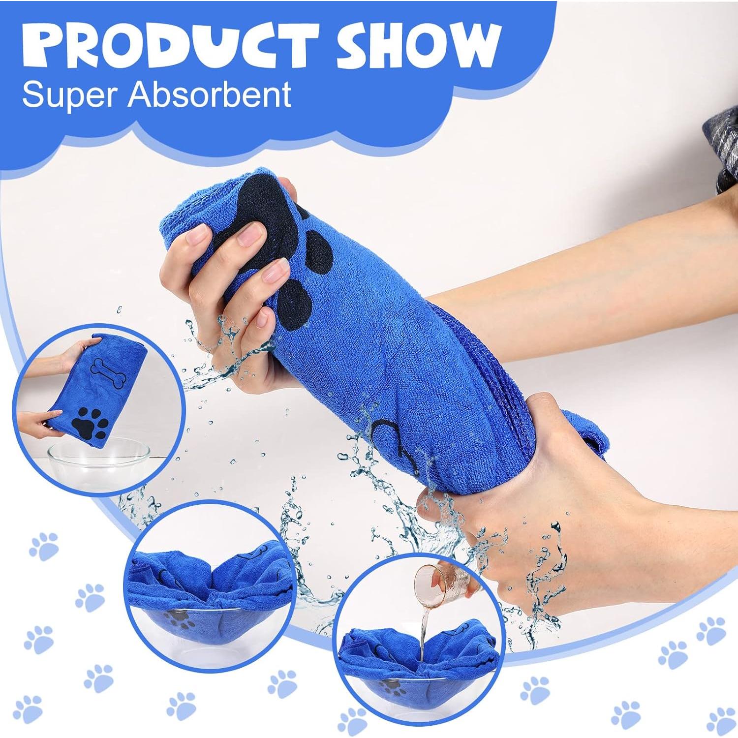 Toallas para Perros Chumia 4 Pcs Microfibra 61x102cm Azul