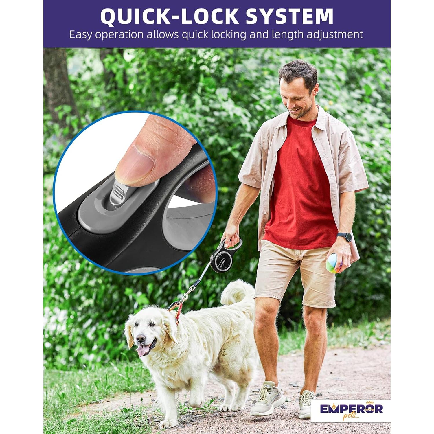 Correa Retráctil para Perros Emperor Pets - Negro Clásico