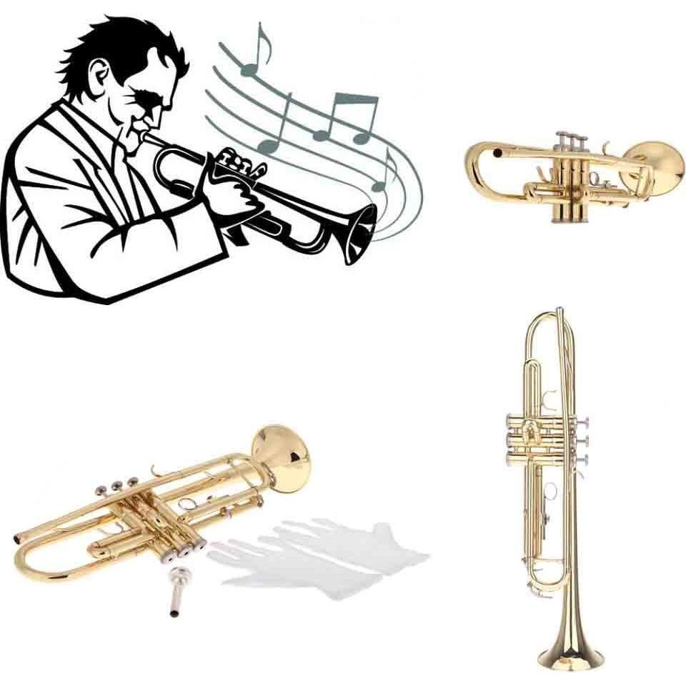 Trompeta Bb Latón NJE1593589103207TI con Boquilla y Guantes